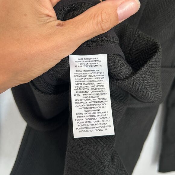 Lauren Ralph Lauren Black Belted Jacket Cotton Linen Herringbone New MSRP $365 - Picture 11 of 11